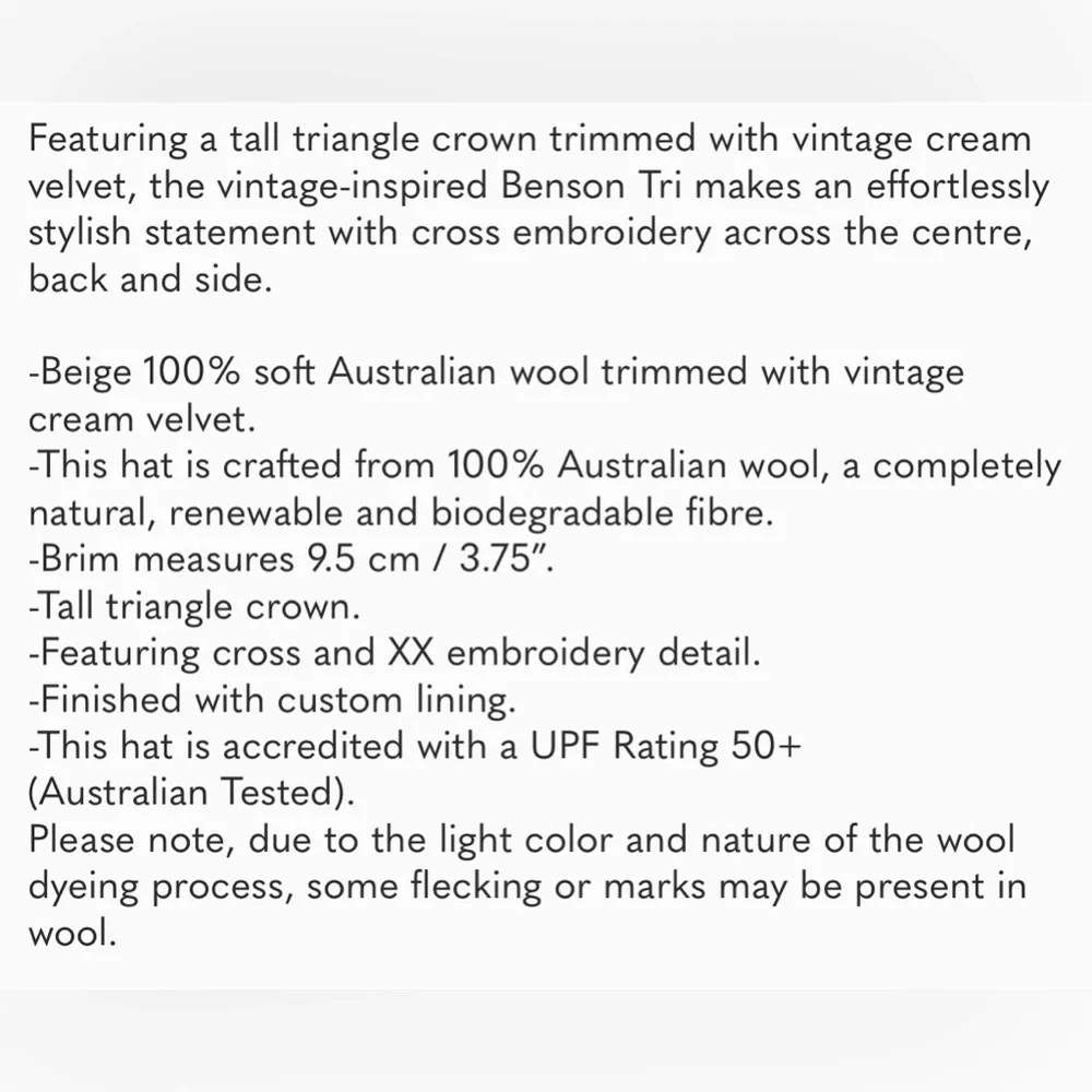 Lack Of Color Benson Tri Beige Tall Triangle Crown Fedora Size Medium - Picture 8 of 8